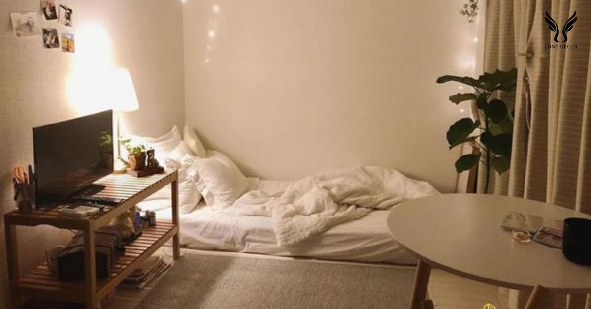 Phòng ngủ nhỏ phong cách Hàn Quốc với pallet